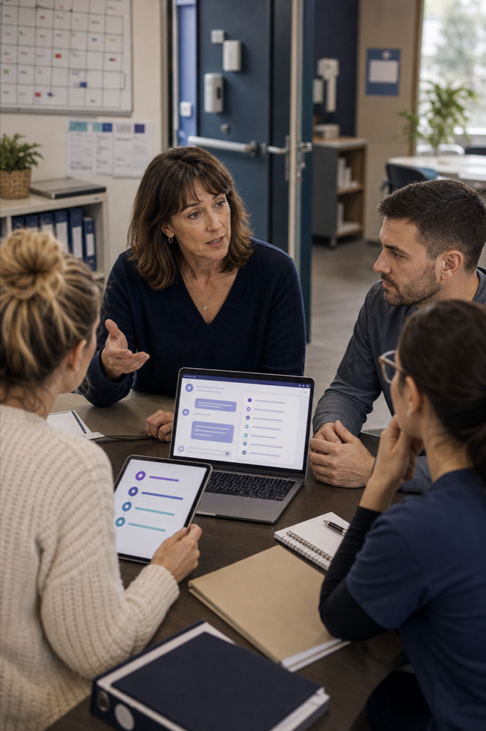 Animatrice accompagnant des professionnels ESSMS autour d'un outil IA d'aide au changement