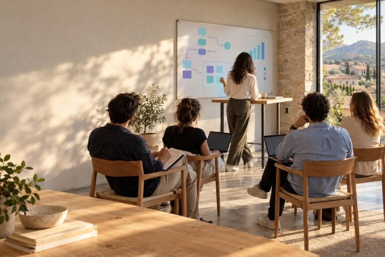 Formation IA manager : réunion d’équipe animée par un manager de PME