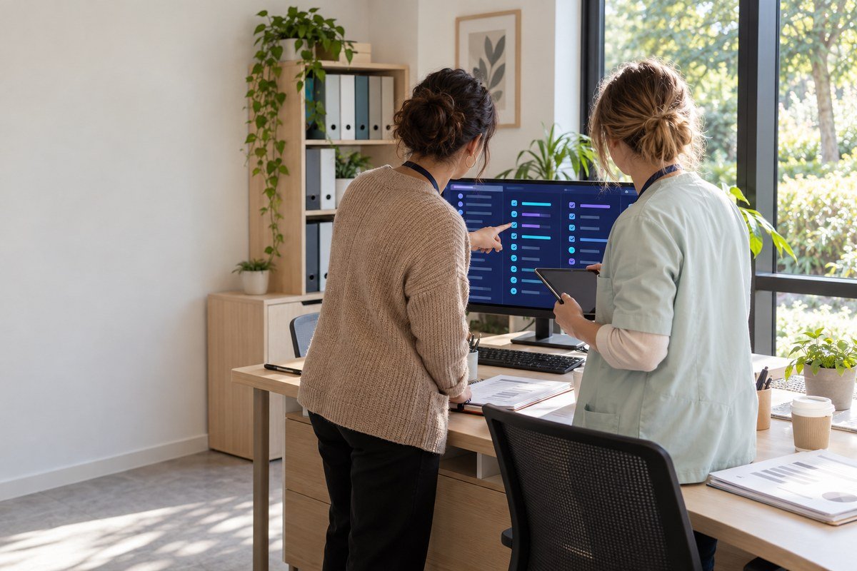 Formations IA pour les ESSMS : équipe d’encadrement d’un établissement médico-social au travail