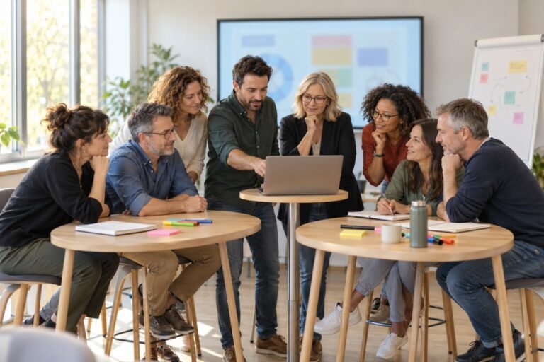 Formateurs et responsables pédagogiques en travail collectif autour de l'IA